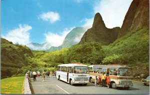 Postcard Hawaii Maui Iao Needle - tour buses