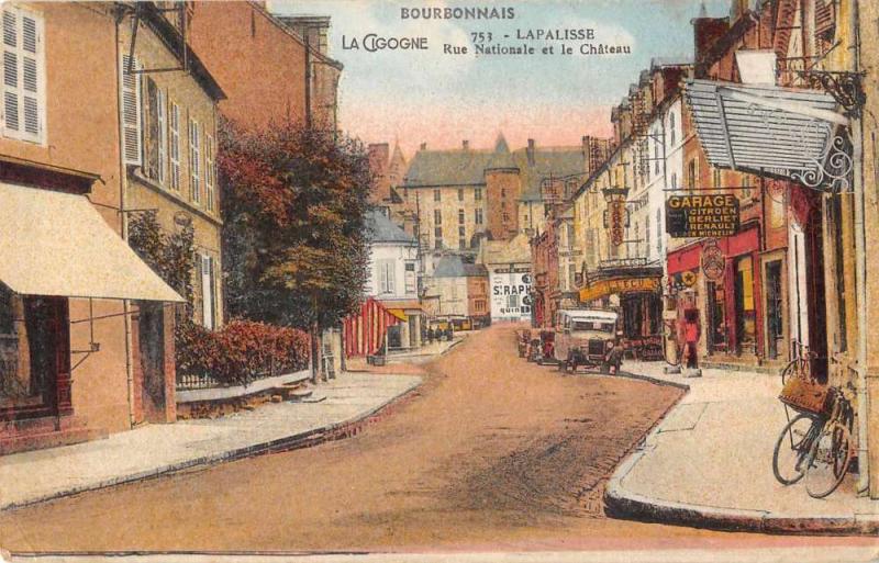 Bourbonnais France street scene Rue Nationale et le Chateau antique pc Z23930 