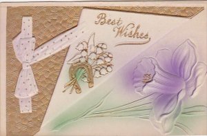 Best Wishes Gold Horseshoe and Purple Flower