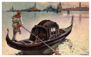 Gondola in Venice Boat Postcard Posted 1922