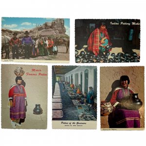 New Mexico Native American, Navajo, Indian Pottery - Lot of 5 Vintage Postcards