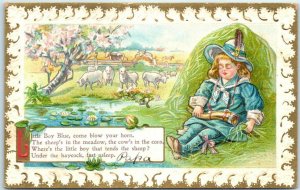 M-33076 Little Boy Blue Sleeping While Working Art Print with Poem
