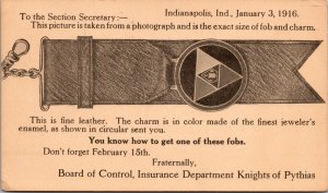 Postcard Insurance Department Knights of Pythias in Indianapolis Indiana~134246