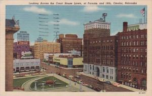 Nebracka Omaha Looking Across The Court House Lawn At Farnam And 18th 1959