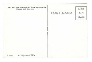 TWA Milan Cathedral In Flight with TWA Advertising Postcard