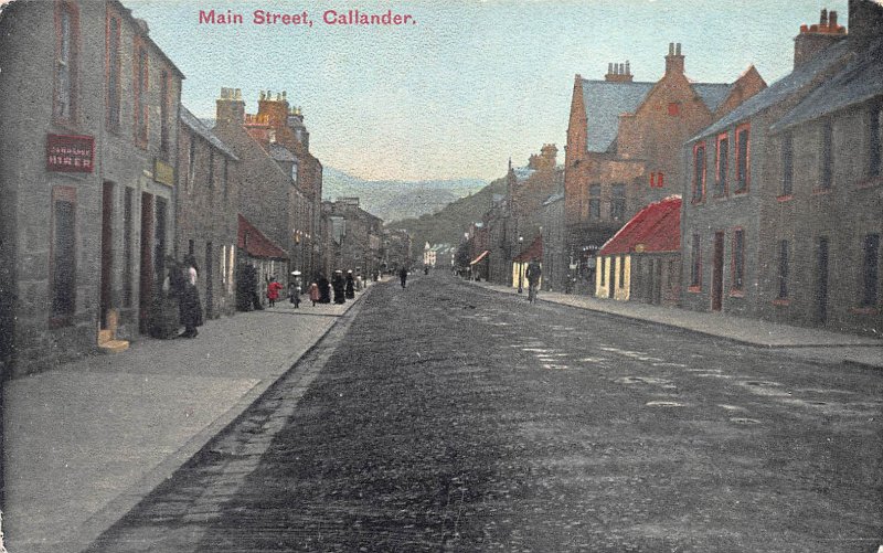 Main Street, Callandar, Scotland, Early Postcard, Unused