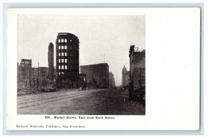 1906 Market Street East from Sixth Street San Francisco Earthquake CA Postcard