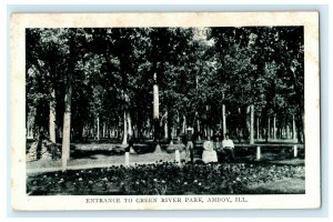 Entrance to Green River Park Amboy Illinois 1908 Vintage Antique Postcard 