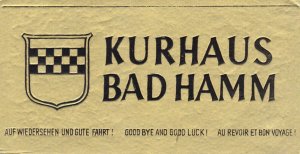 Germany Bad Hamm Kurhaus Vintage Luggage Label sk2373