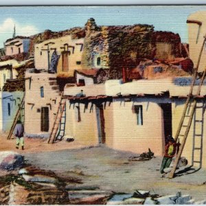 c1940s Tusuyan Valley, AZ Hopi Indian Pueblo Arizona Mesa PC Adobe Houses A377