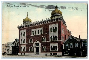 1915 Shriner's Temple Building Entrance Tower Lewiston Maine ME Antique Postcard