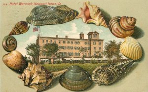 Postcard Virginia Newport News Hotel Warwick Shell Border 1908 23-5586