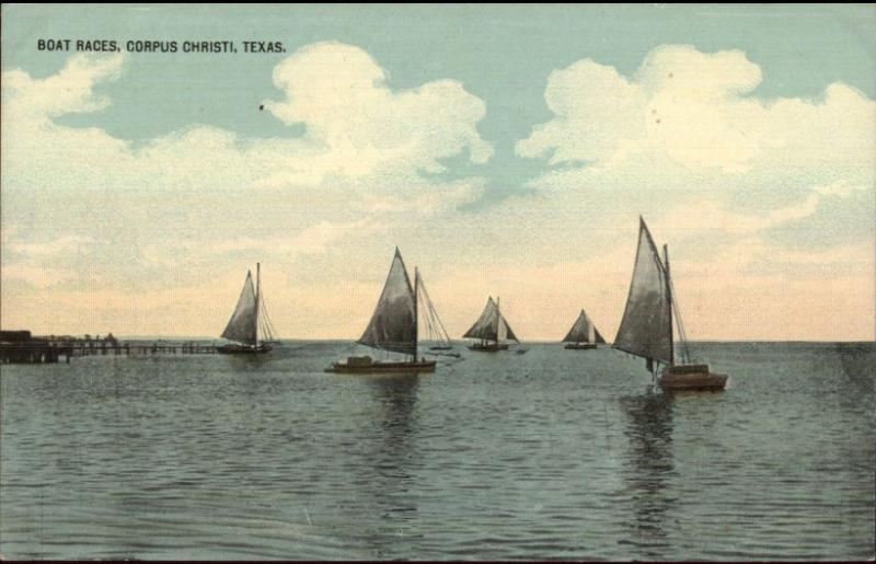 Corpus Christi TX c1910 Postcard EXC COND Boat Races