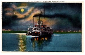 Louisiana  New Orleans   Steamboat on Mississippi River at night
