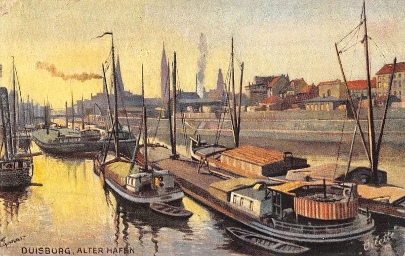 Alte Hafen Harbor Boats Duisberg Germany 1910c Tuck postcard