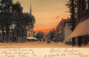 BEVERLY MA~CABOT STREET-STOREFRONTS~1906 ROTOGRAPH TINTED SUNSET PHOTO POSTCARD