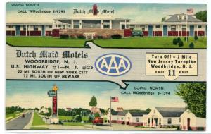 Dutch Maid Motels Woodbridge New Jersey linen postcard 