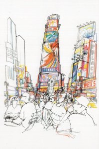 Restaurant Coffee Bar Cafe Times Square New York City Painting Postcard