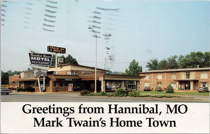 Hannibal House Motor Inn Hannibal MO Mark Twain's Home Town Postcard