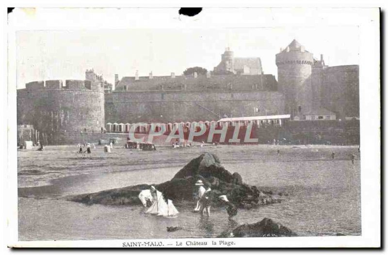 Old Postcard Saint Malo Le Chateau Beach