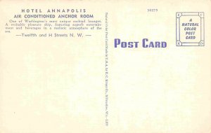 Anchor Room Interior Hotel Annapolis Washington DC linen postcard