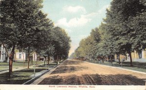 Wichita Kansas~North Lawrence Avenue~Homes~Tree-Lined Dirt Road~1908 Postcard
