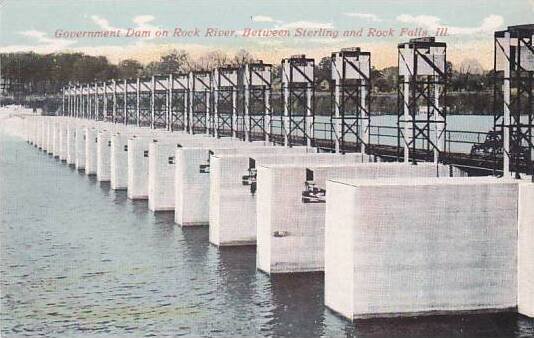 Illinois Rock Falls Government Dam On Rock River Between Sterling And Rock Falls