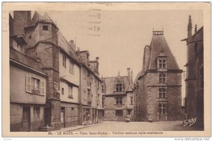 AS: LE MANS, Place Saint-Michel, Vieilles maisons style renaissance, Sarthe, ...