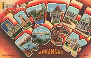 Greetings From Little Rock AR  Large Letters Linen Curt Teich Postcard