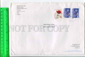 425676 HUNGARY to GERMANY 2005 year real posted COVER w/ flower stamp