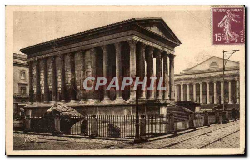 Old Postcard Nimes La Maison Carree and Theater