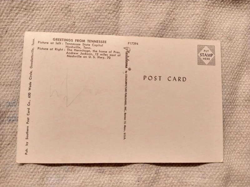 1960s Greetings from Tennessee TN Banner Chrome Postcard