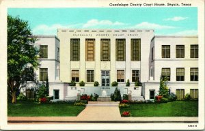 Vtg Linen Postcard - Guadalupe County Court House - Sequin, TX Texas Unused