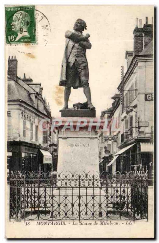 Old Postcard Montargis Statue of Mirabeau