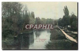 Old Postcard Champigny Marne view of the bridge