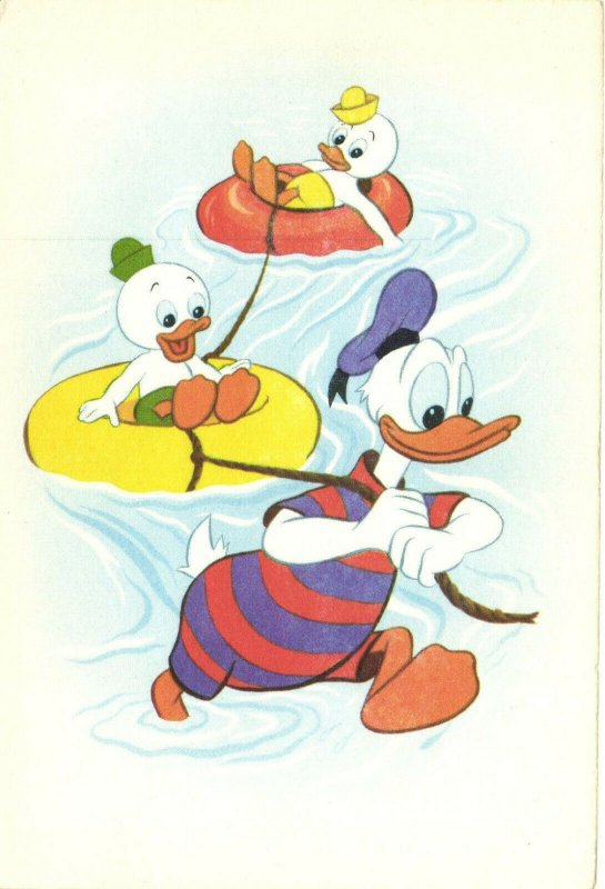 PC DISNEY, DONALD DUCK, DEWEY AND LOUIE DUCK, Vintage Postcard (b27919)