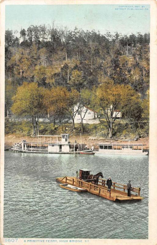 High Bridge Kentucky Primitive Ferry Waterfront Antique Postcard K85441