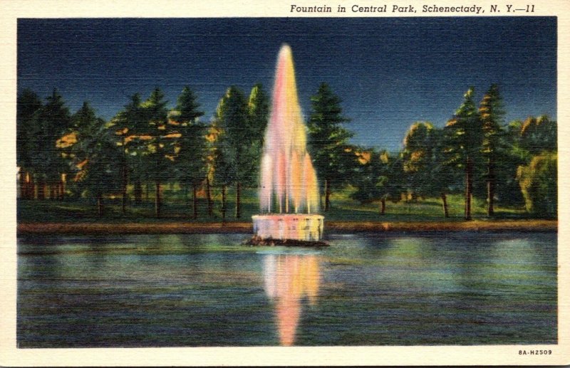 New York Schenectady Fountain In Central Park Curteich