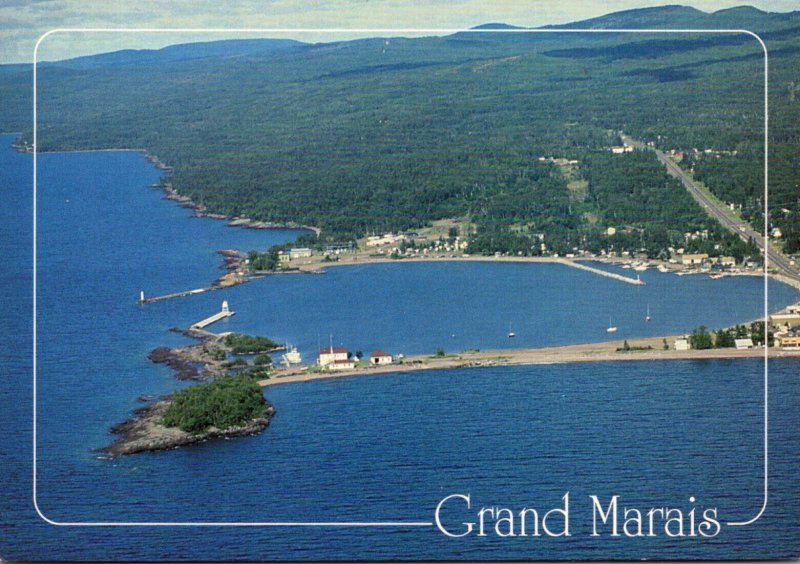 Minnesota Grand Marais Aerial View Of The Tourist Port