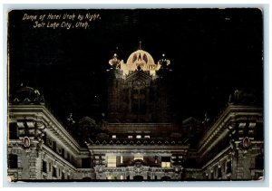 1912 Dome Of Hotel Utah By Night Building Salt Lake City Utah Antique Postcard