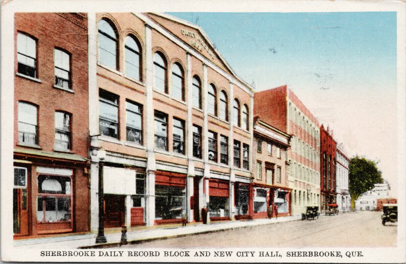 Sherbrooke QC Sherbrooke Daily Record Block & City Hall c1924 Postcard G36