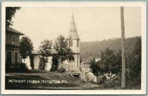 IRVINGTON PA METHODIST CHURCH ANTIQUE REAL PHOTO POSTCARD RPPC