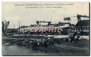 Postcard Old Establishments Schneider Building Chalon sur Saône The submersi...