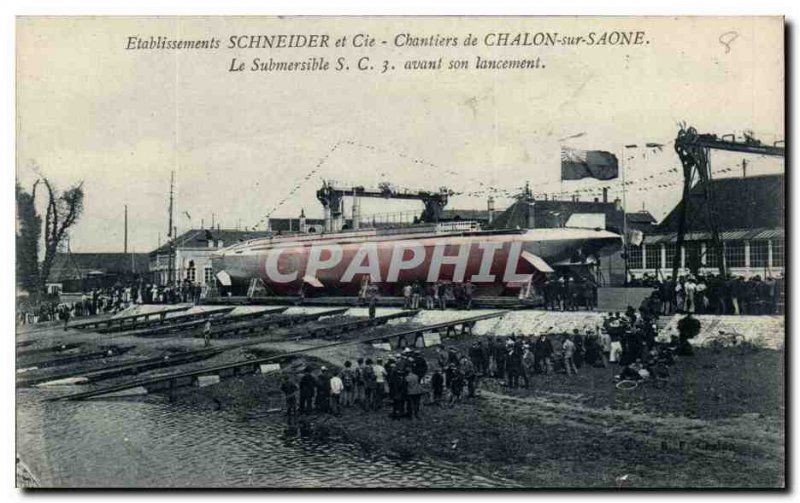 Postcard Old Establishments Schneider Building Chalon sur Saône The submersi...