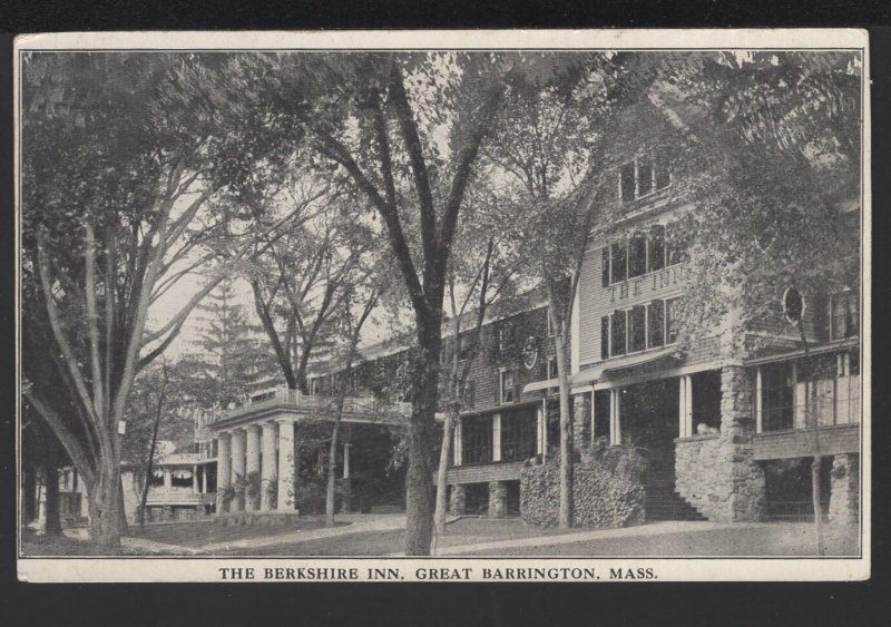 Massachusetts GREAT BARRINGTON - Berkshire Inn Full Card Map on the Back ~ WB