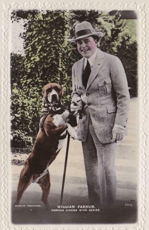 William Farnum- Beagles Real Photo Postcard 111C - Posed with his Dog