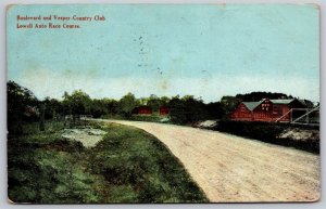 Lowell MA DB Postcard Boulevard And Vesper County Country Club Auto Race Course 