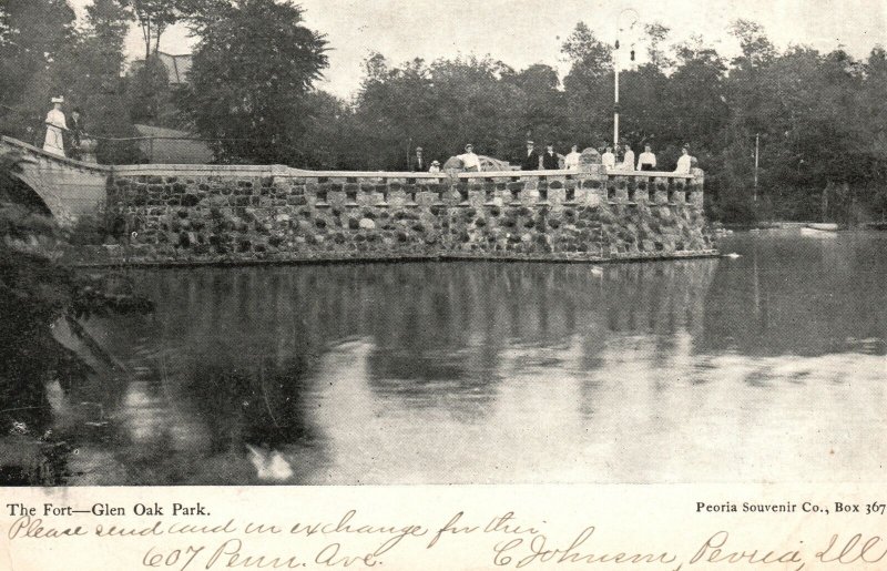 Vintage Postcard 1905 The Fort Glen Oak Park Children Museum Zoo Peoria Illinois