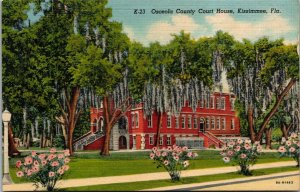 Vtg Kissimmee Florida FL Osceola County Court House 1930s Linen Postcard