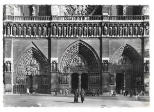 France Paris Notre Dame Cathedral Portals 1949 YVON Glossy Photo Postcard 4X6